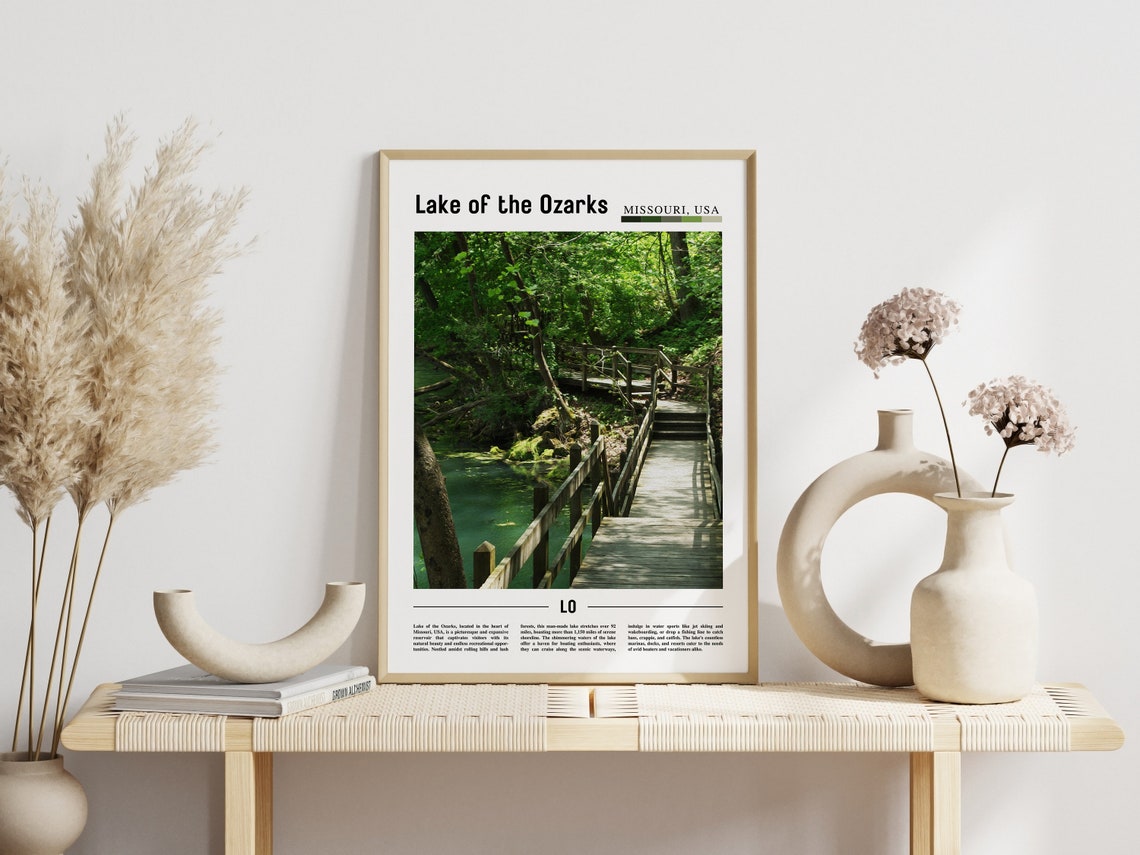 Lake Of The Ozarks Poster Lake Of The Ozarks Print Lake Of The Ozarks Wall Art Minimal Travel Print Travel Oil Painting Poster - Image 3
