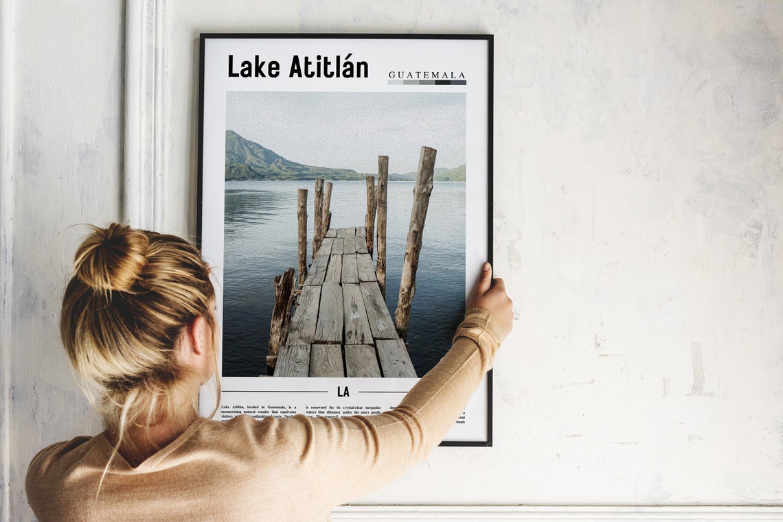Lake Atitlán Guatemala Wooden Pier Minimal Photo Travel Poster - Image 2
