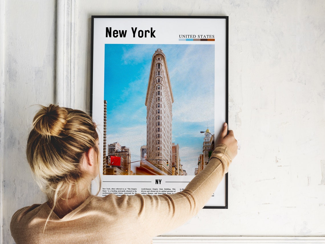 New York Flatiron Building Blue Sky United States Travel Poster - Image 2