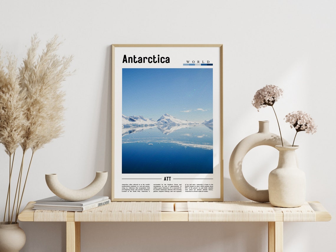 Antarctica Icy Peaks Mirrored in Still Blue Water World Travel Poster - Image 3