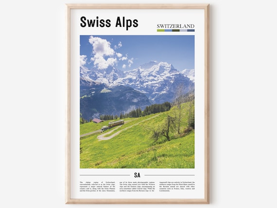 Swiss Alps Switzerland Meadow Cog Railway Peaks Photo Poster