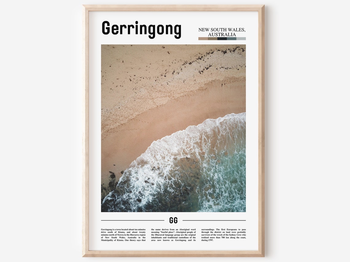 Gerringong Print Gerringong Poster Gerringong Wall Art Minimal Travel Print Minimal City Poster Travel Destination Oil Painting Poster