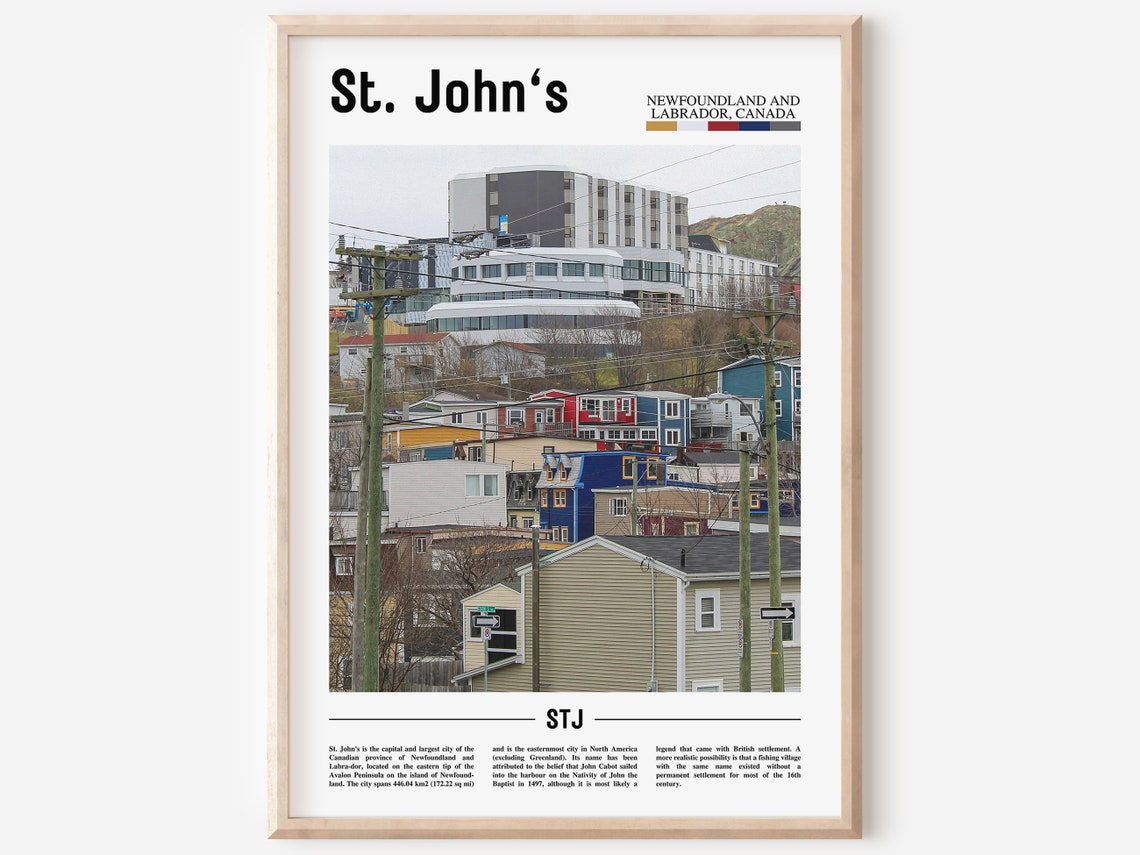 Saint Johns Newfoundland Colorful Row Houses Street Travel Poster