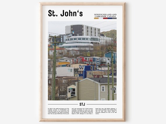 Saint Johns Newfoundland Colorful Row Houses Street Travel Poster
