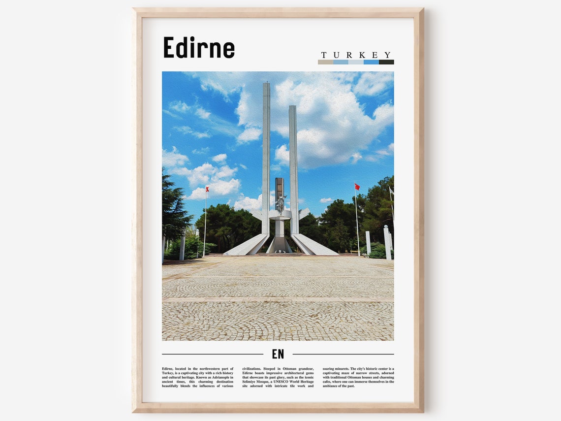 Edirne Turkey Modern Monument Landmark City Skyline Travel Poster
