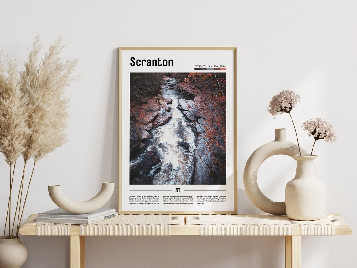 Scranton Pennsylvania Rocky Autumn Stream Waterfall Nature Poster - Image 3