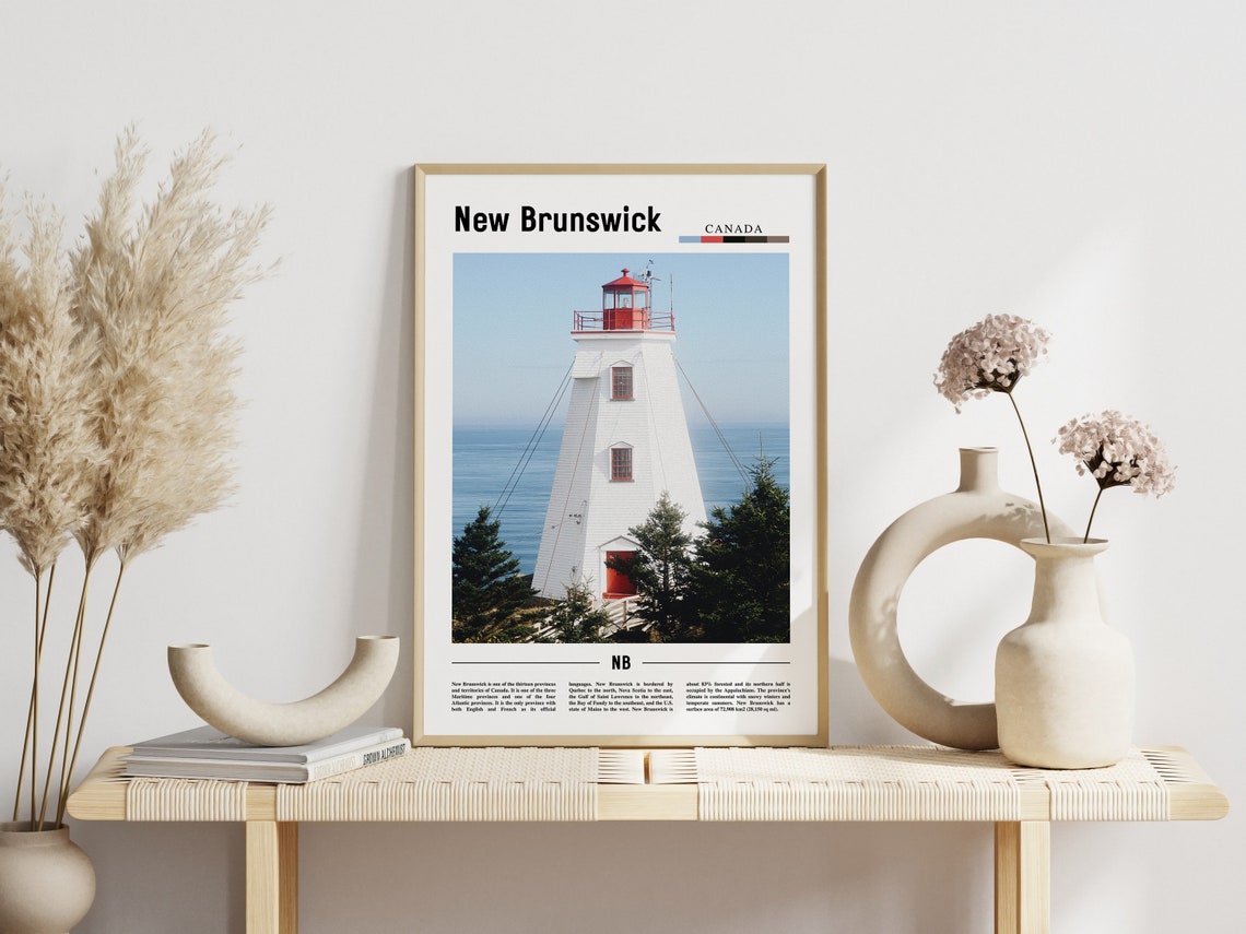 New Brunswick Print New Brunswick Poster New Brunswick Wall Art Minimal Travel Print Minimal City Poster Travel Oil Painting Poster - Image 3
