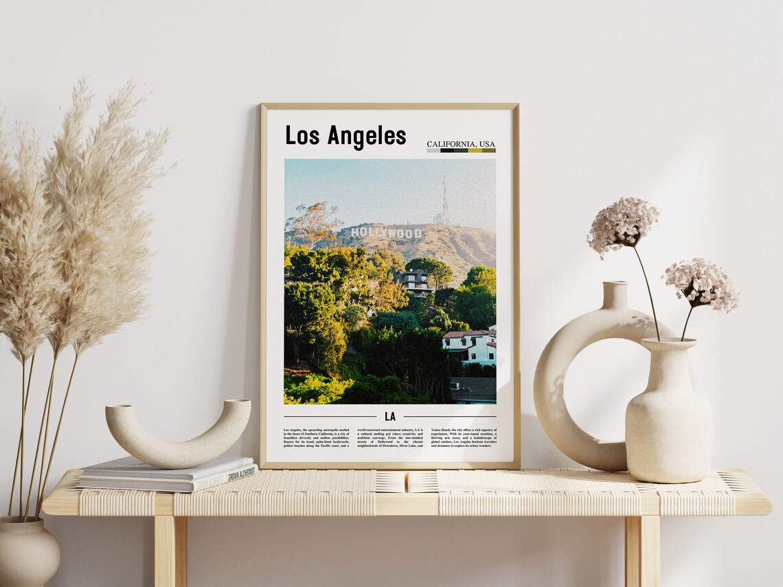Los Angeles Hollywood Sign Sunny Hillside View Travel Poster - Image 3