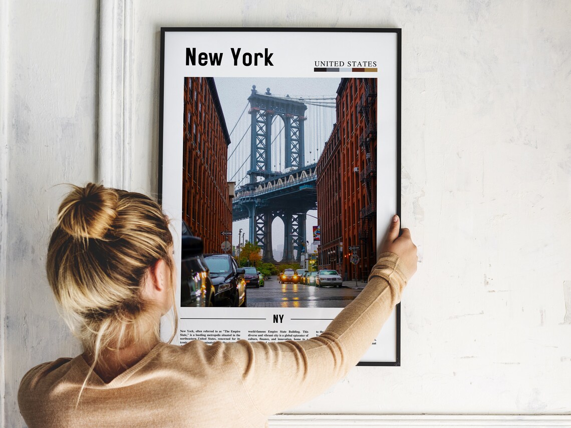 New York Manhattan Bridge Brooklyn City Street Photo Travel Poster - Image 2