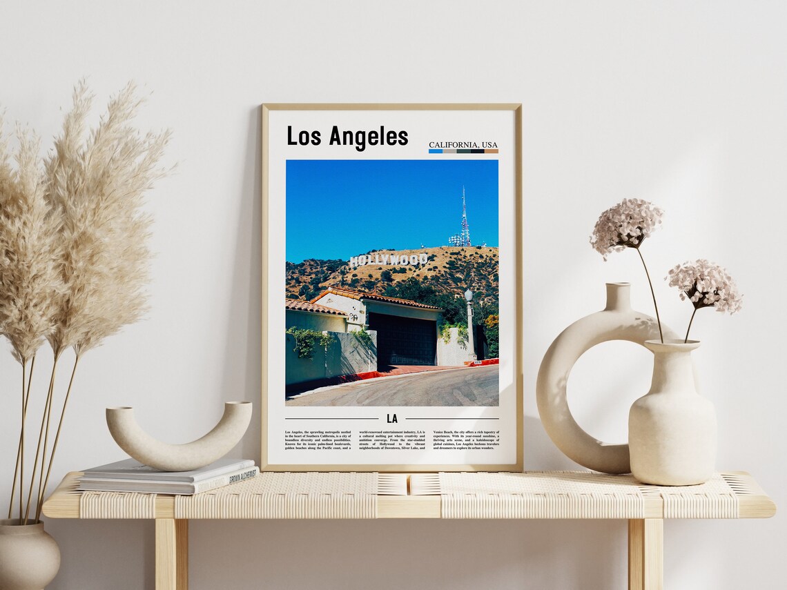 Los Angeles Hollywood Sign Hilltop Landmark California Travel Poster - Image 3