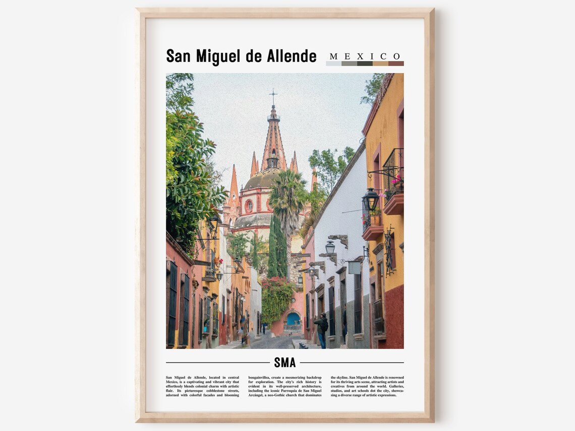 San Miguel de Allende Mexico Parroquia Church Street Travel Poster