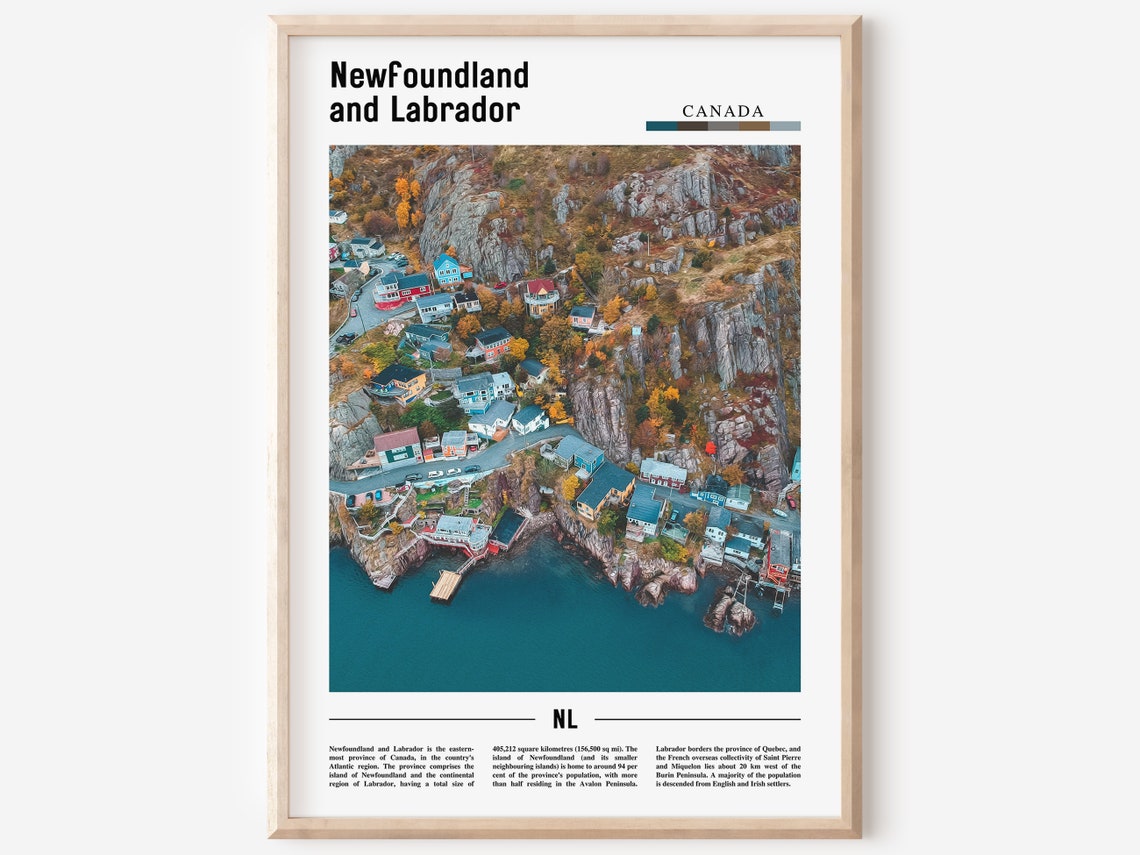 Newfoundland Labrador Coastal Village Cliffs Aerial Photo Poster