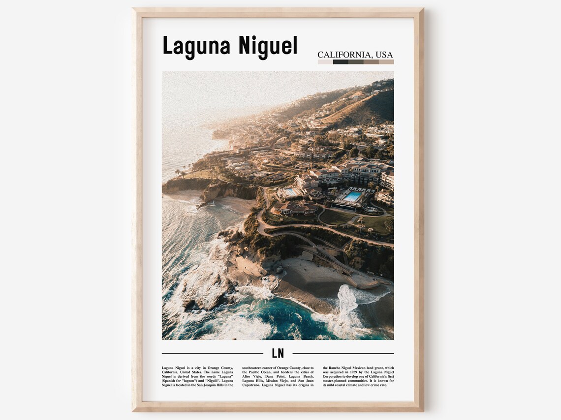 Laguna Niguel California Coastline Aerial Ocean Travel Poster