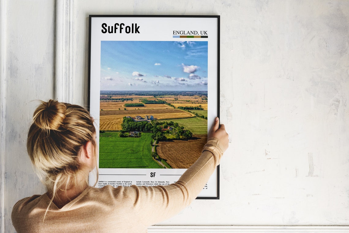 Suffolk England Farmland Aerial Patchwork Fields Poster Wall Decor - Image 2