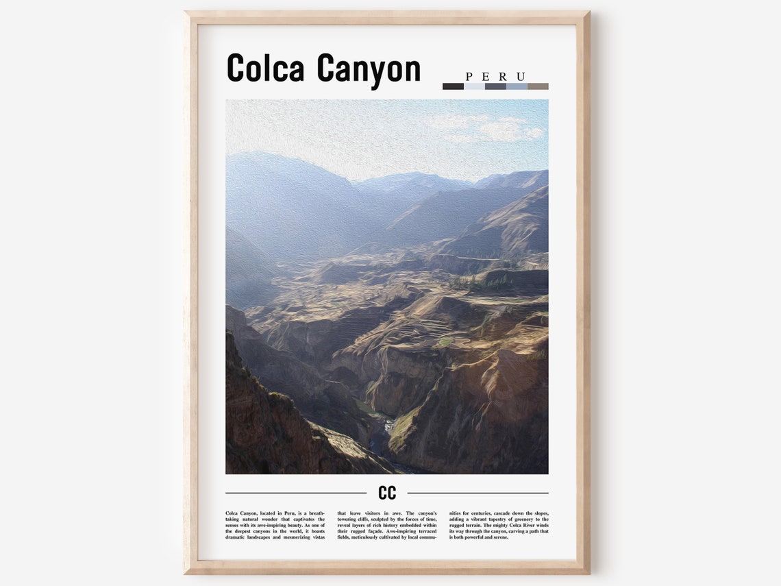 Colca Canyon Peru Terraced Canyon Valley Travel Poster Landscape