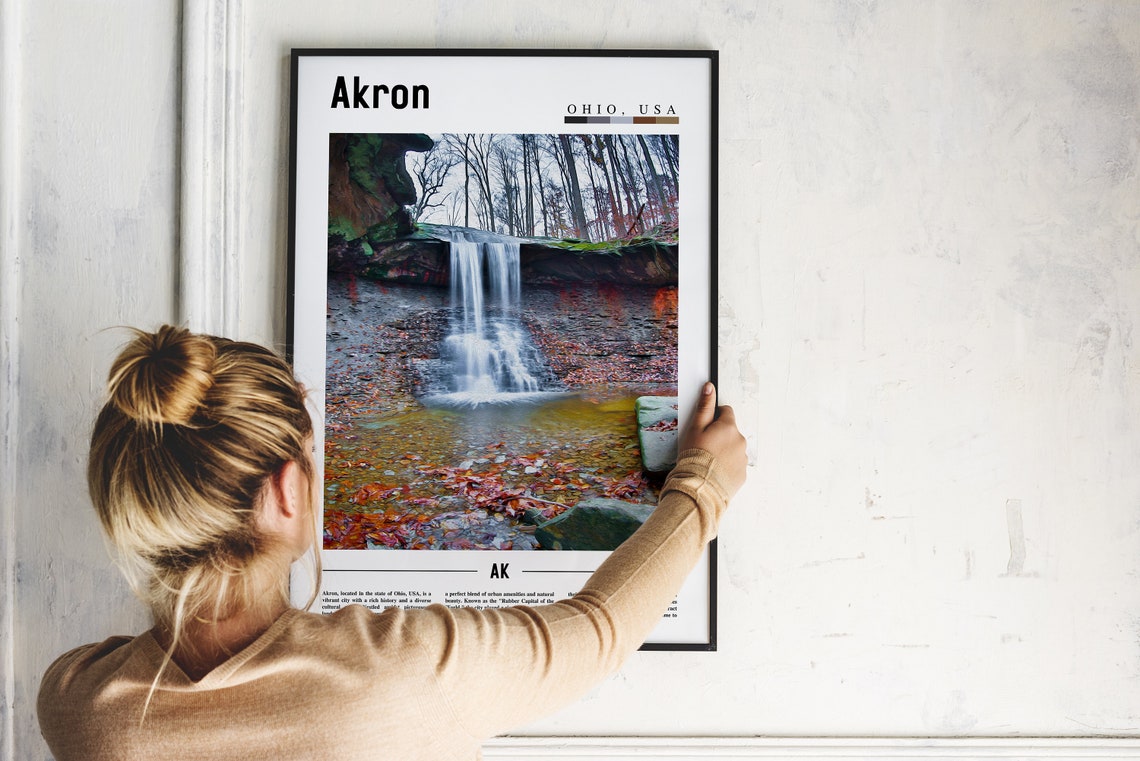 Akron Poster Akron Print Akron Wall Art United States Photo United States Poster United States Print Travel Poster - Image 2
