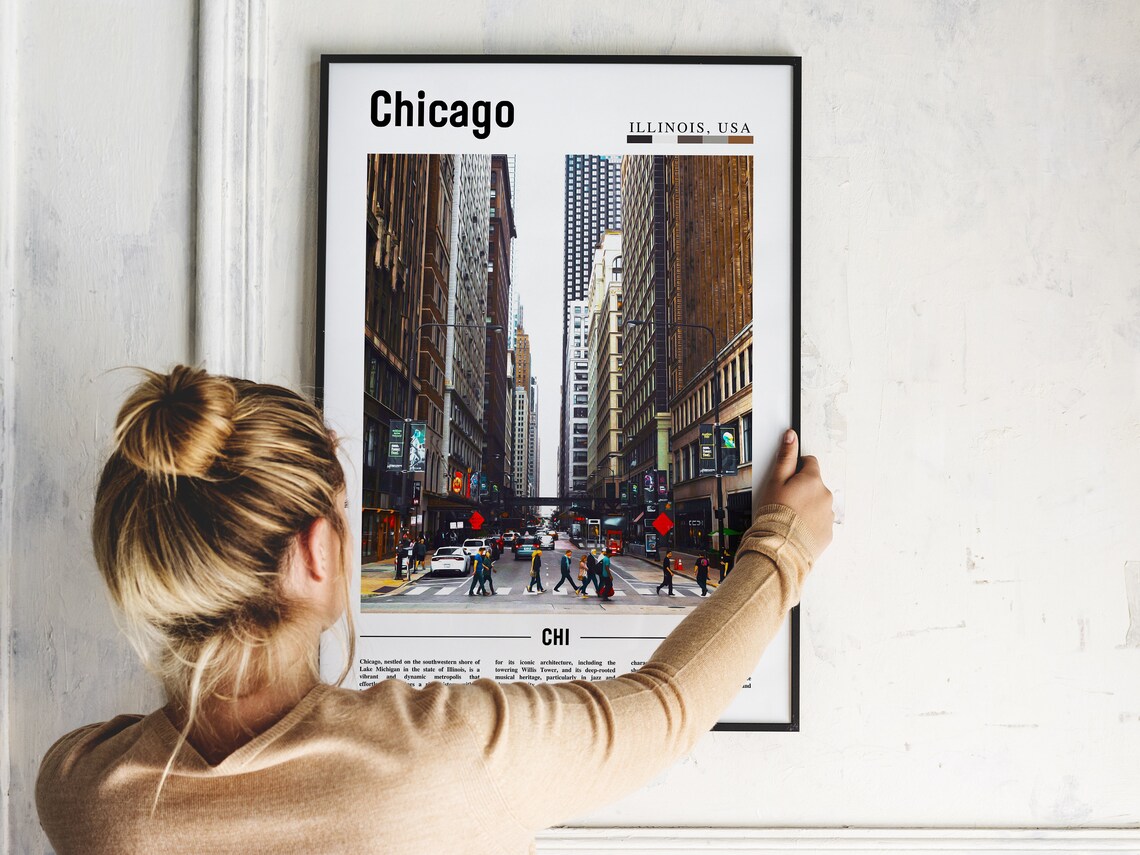 Chicago Illinois Busy Downtown Street Crossing City Life Poster - Image 2