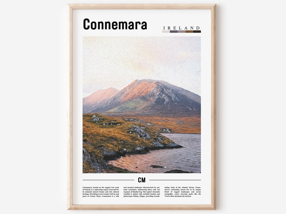 Connemara Ireland Rugged Mountain Lake Landscape Photo Travel Poster