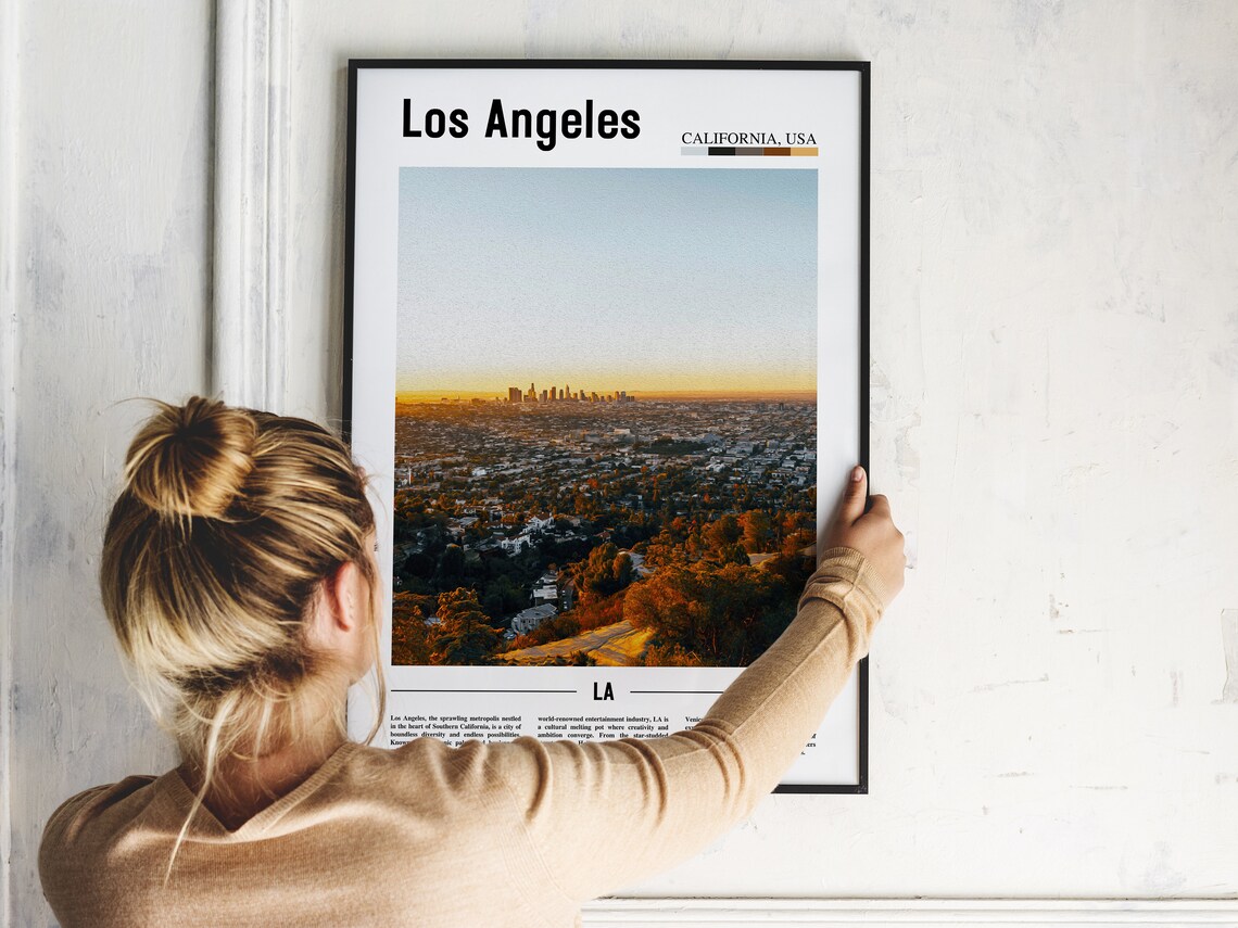 Los Angeles California Golden Hour Sunset Skyline Travel Poster - Image 2