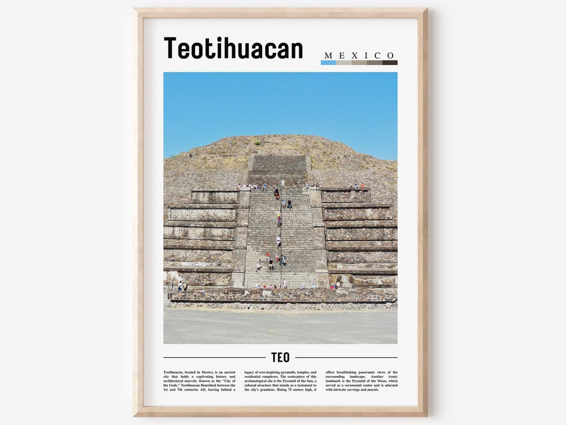 Teotihuacan Poster Teotihuacan Print Teotihuacan Wall Art Minimal Travel Print Travel Destination Oil Painting Poster