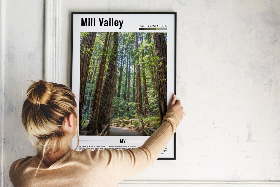 Mill Valley Print Mill Valley Poster Mill Valley Wall Art Minimal Travel Print Minimal City Poster Travel Destination Oil Painting Poster - Image 2