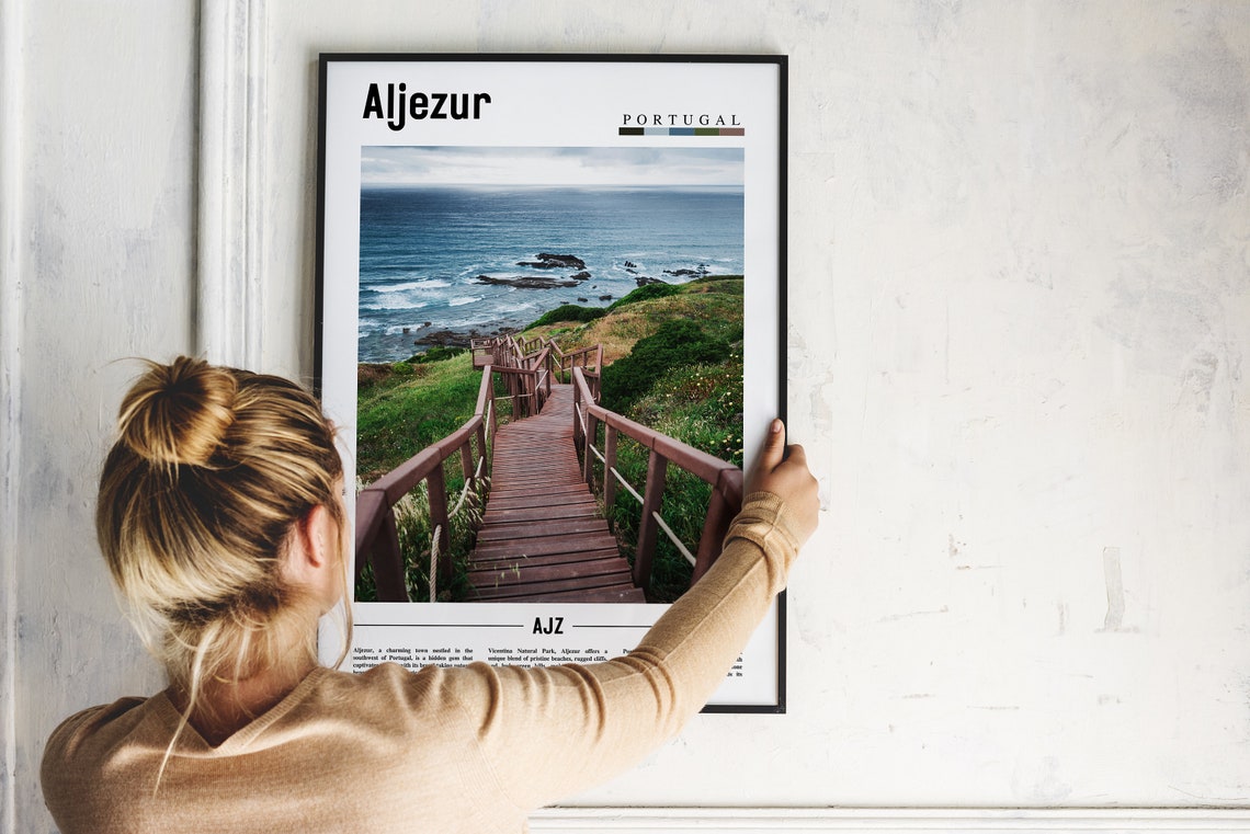 Aljezur Portugal Coastal Boardwalk Cliffside Ocean Travel Poster - Image 2