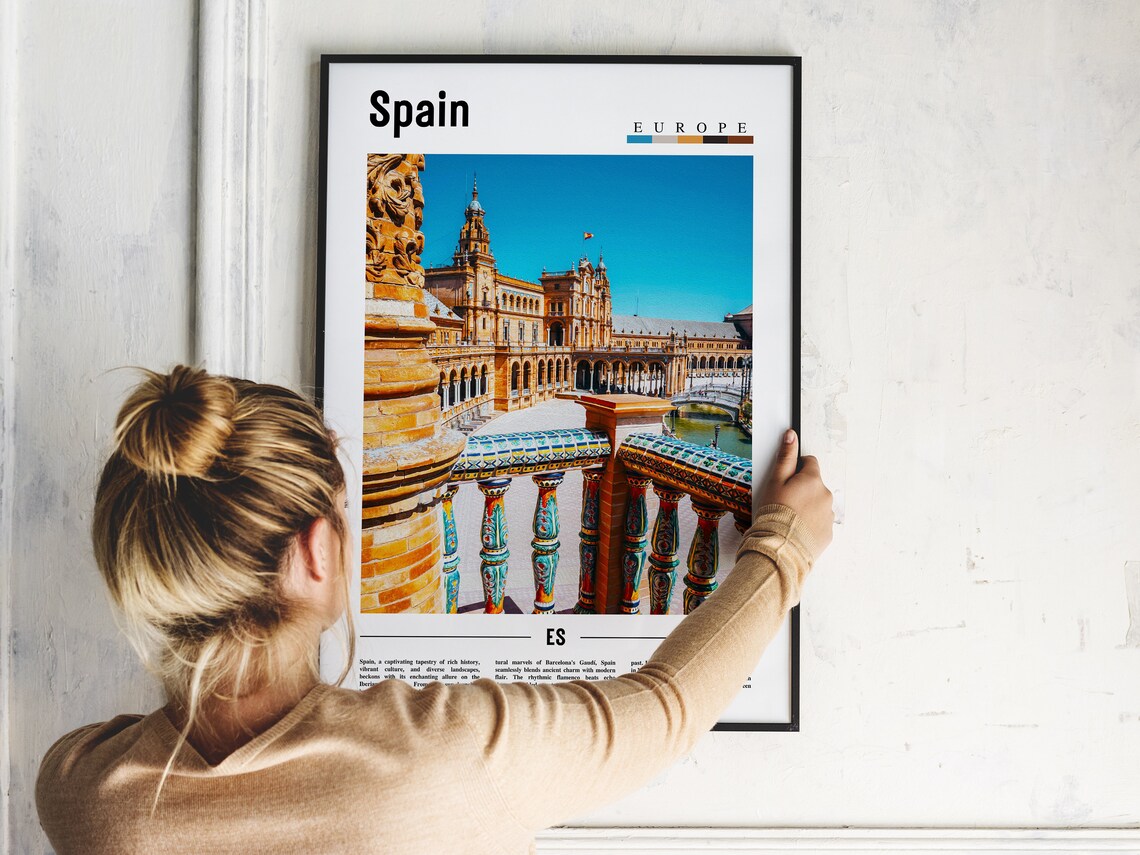 Spain Europe Plaza de Espana Seville Minimalist Travel Poster - Image 2