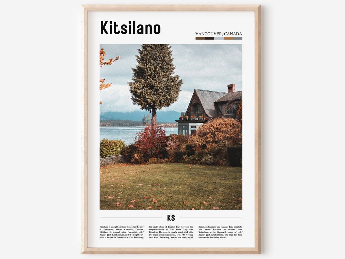 Kitsilano Print Kitsilano Poster Kitsilano Wall Art Minimal Travel Print Minimal City Poster Travel Destination Oil Painting Poster