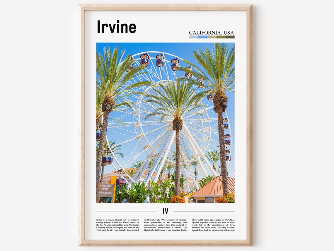 Irvine Print Irvine Poster Irvine Wall Art Minimal Travel Print Minimal City Poster Travel Destination City Print Oil Painting Poster