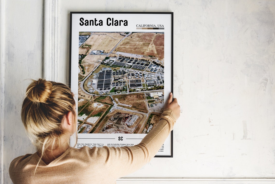 Santa Clara Print Santa Clara Poster Santa Clara Wall Art Minimal Travel Print Minimal City Poster Travel Destination Oil Painting Poster - Image 2