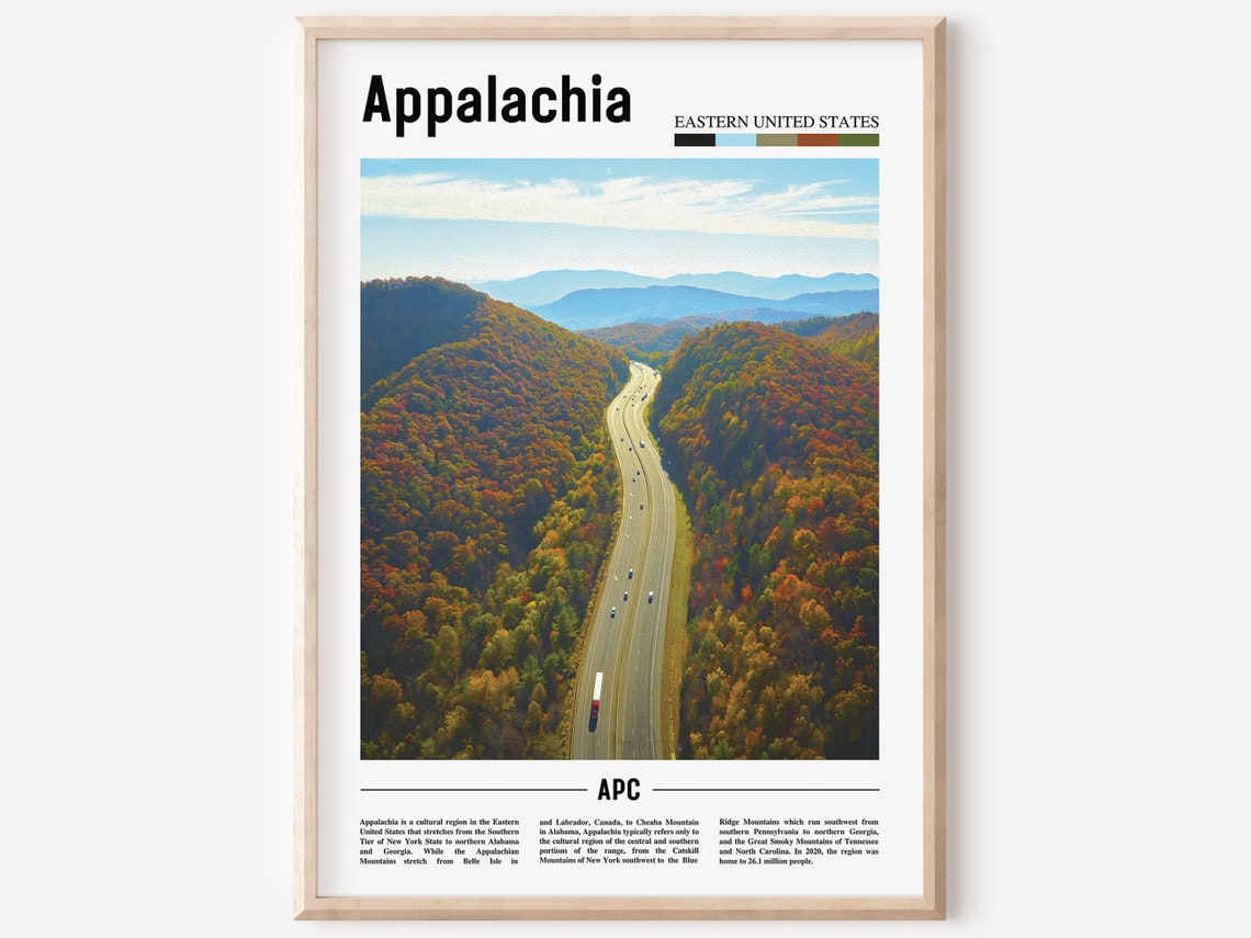 Appalachia Print Appalachia Poster Appalachia Wall Art Oil Painting Poster Colorful City Print City Artwork Travel Artwork Travel Art