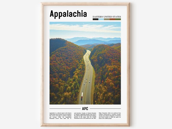 Appalachia Aerial Highway Autumn Forest Eastern USA Travel Poster