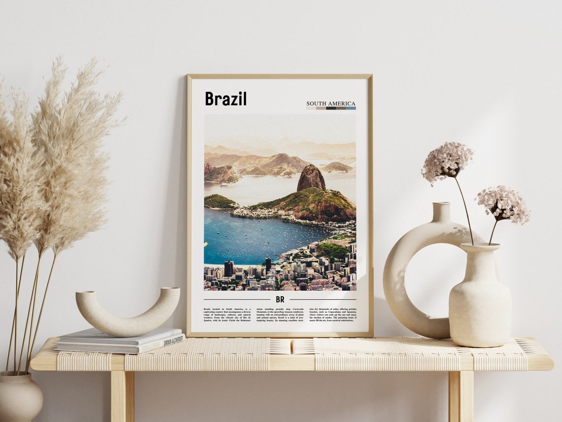 Brazil South America Sugarloaf Mountain Rio Coastline Travel Poster - Image 3