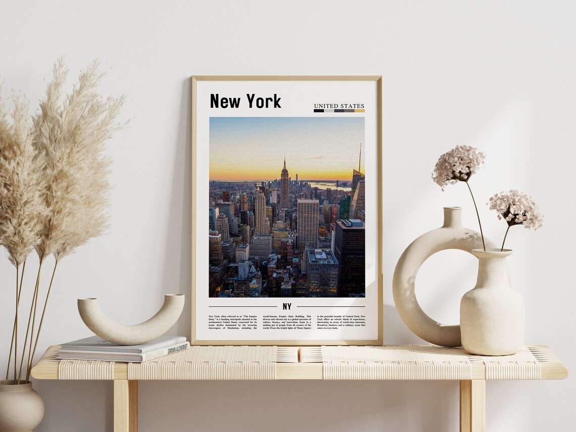 New York Empire State Building Sunset Skyline Panoramic Photo Poster - Image 3