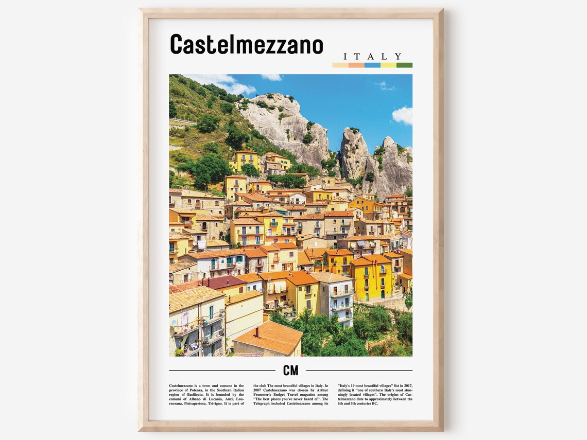 Castelmezzano Italy Mountain Village Stone Houses Travel Poster