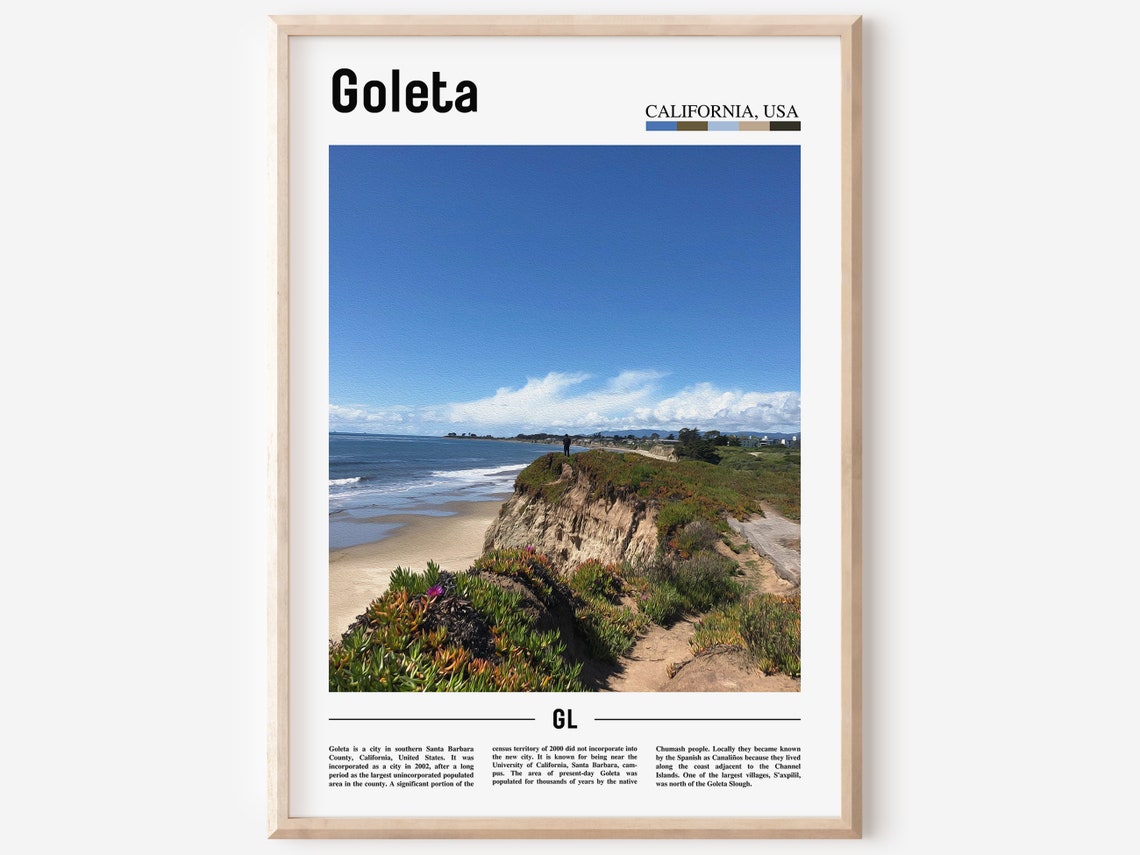 Goleta California Coastal Bluff Minimalist Travel Photo Poster