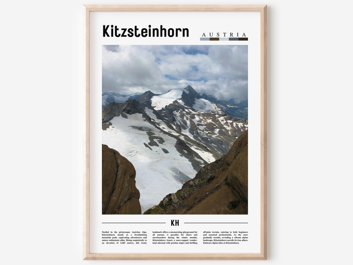 Kitzsteinhorn Austria Snowy Alps Peaks Photo Minimalist Travel Poster