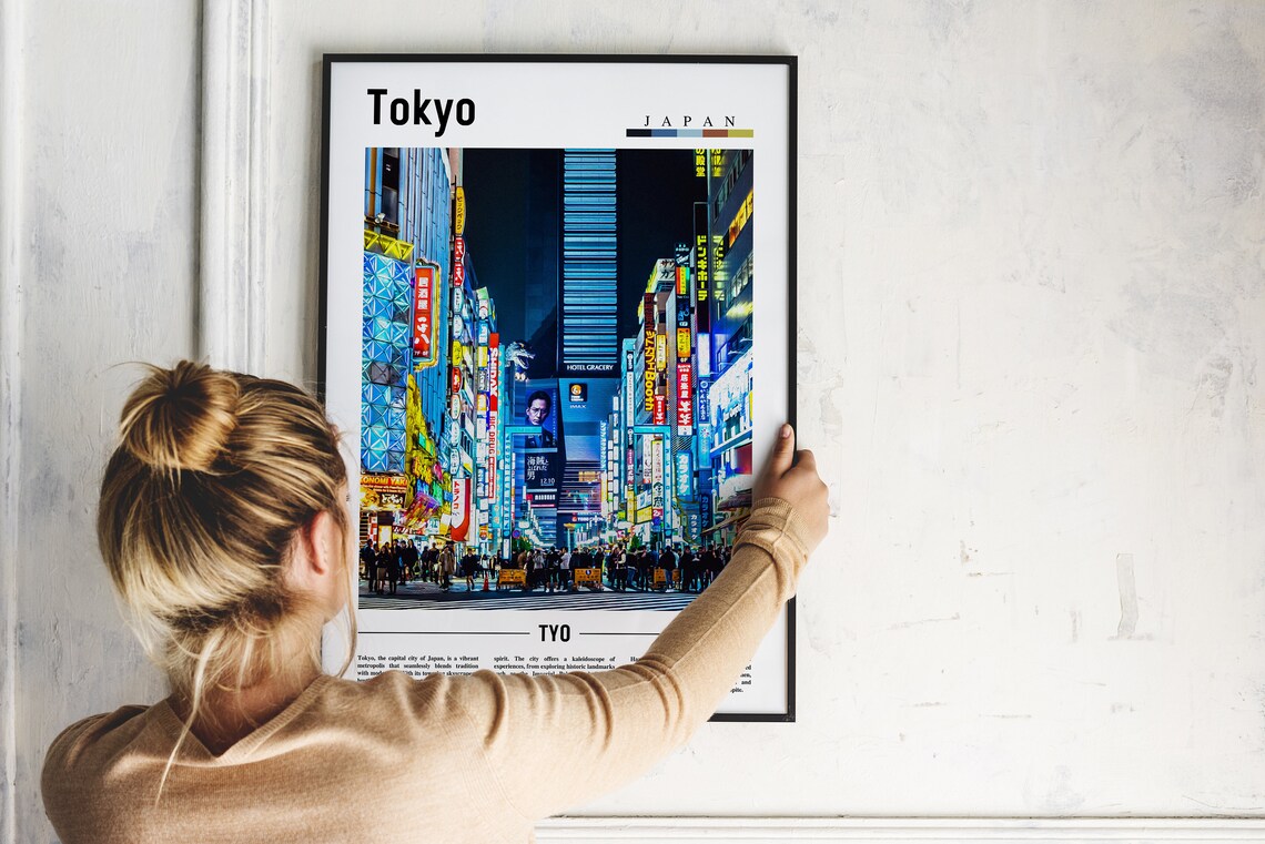 Tokyo Japan Neon Night Street City Lights Photo Travel Poster - Image 2