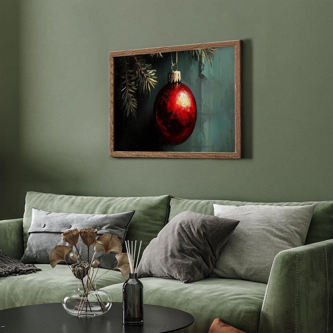 Vintage Christmas Red Ball Frame Tv Art Christmas Ornament Painting Frame Tv Holiday Festive Screensaver Xmas Farmhouse Decor - Image 4