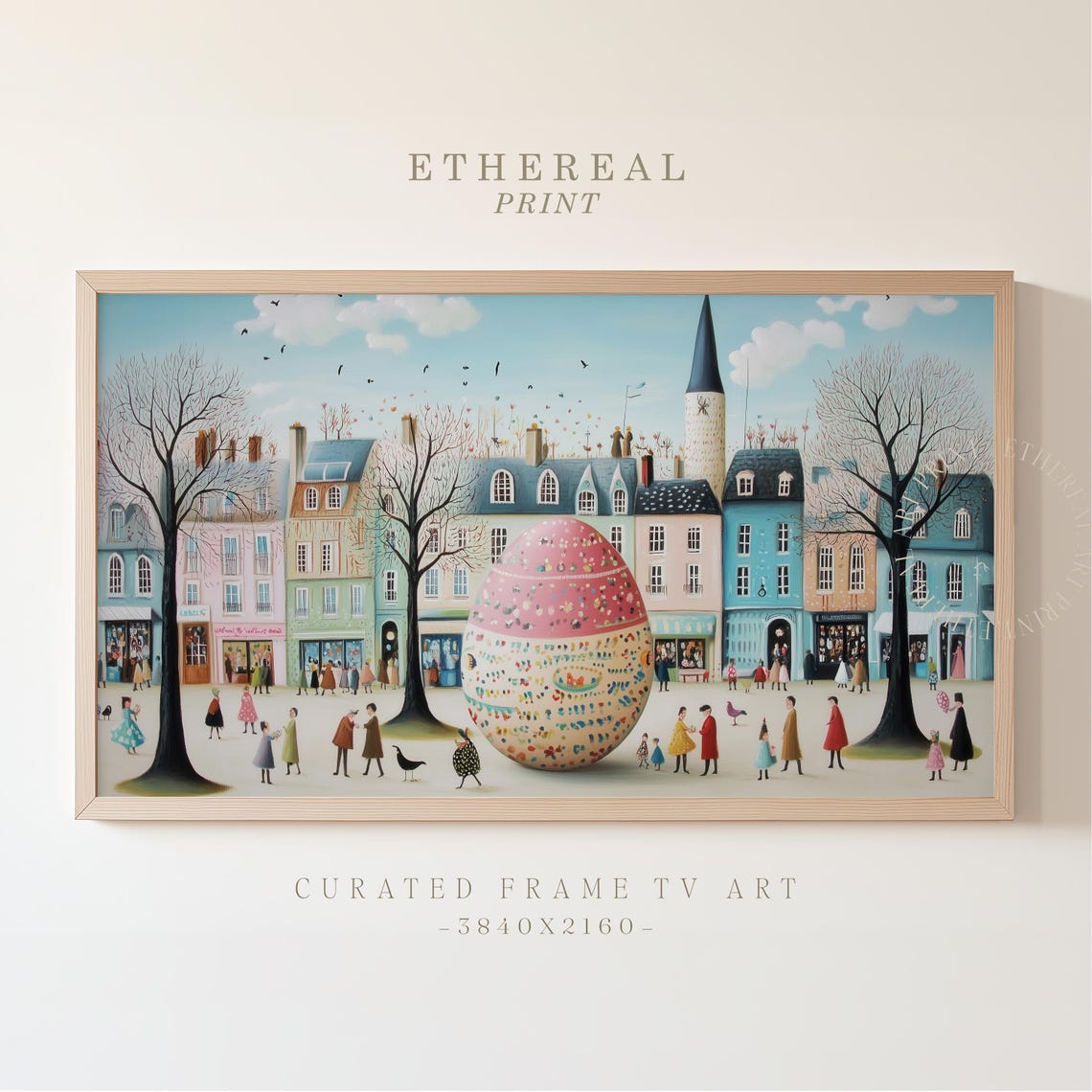 Town Square Giant Pink Confetti Easter Egg Celebration Art Print