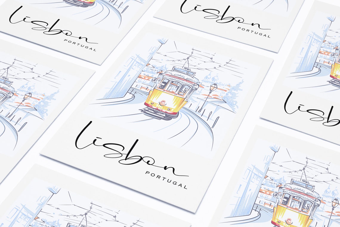 Lisbon Poster Lisbon Wall Art Lisbon Tram Art Portugal Wall Art Lisbon Portugal Travel Poster Romantic Wall Art Travel Gallery Art - Image 2