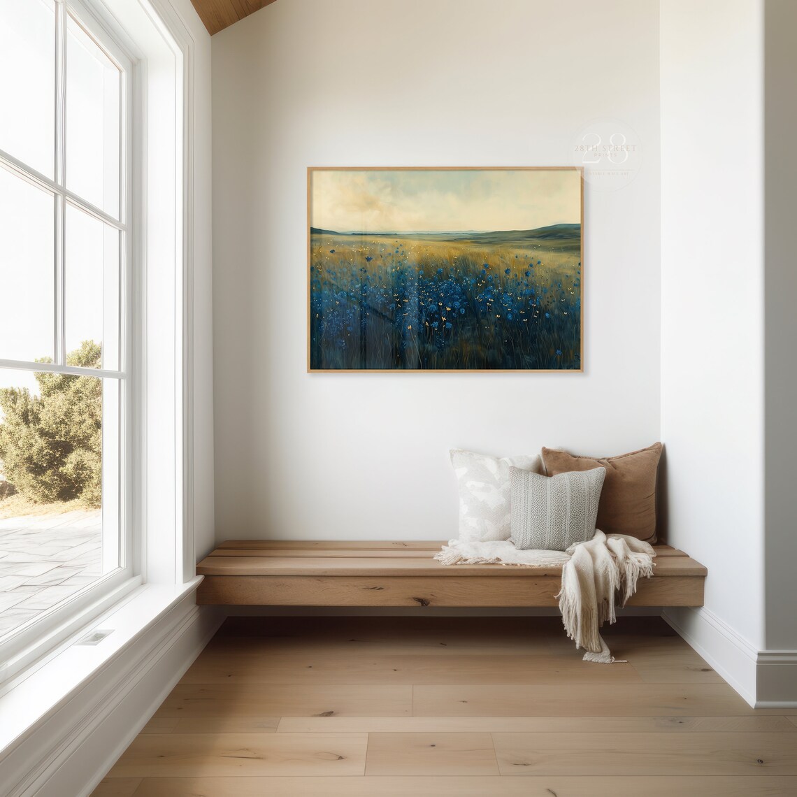 Moody Blue Wildflowers Golden Prairie Dramatic Sunset Light Poster - Image 3