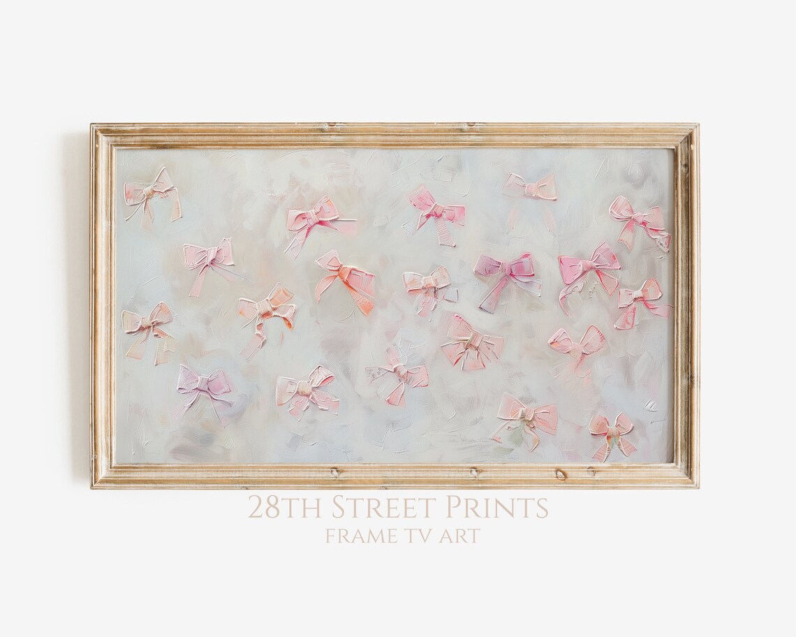 Pink Bows Coquette Nursery Decor Art Print