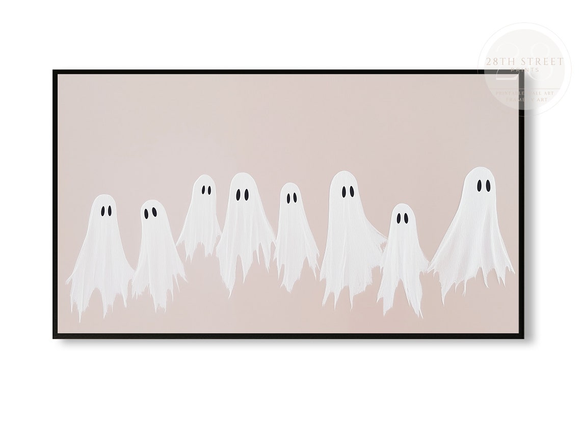 Halloween Frame Tv Art Neutral Halloween Cute Ghosts Halloween Halloween Ghost Pastel Halloween Frame Tv Art - Image 2
