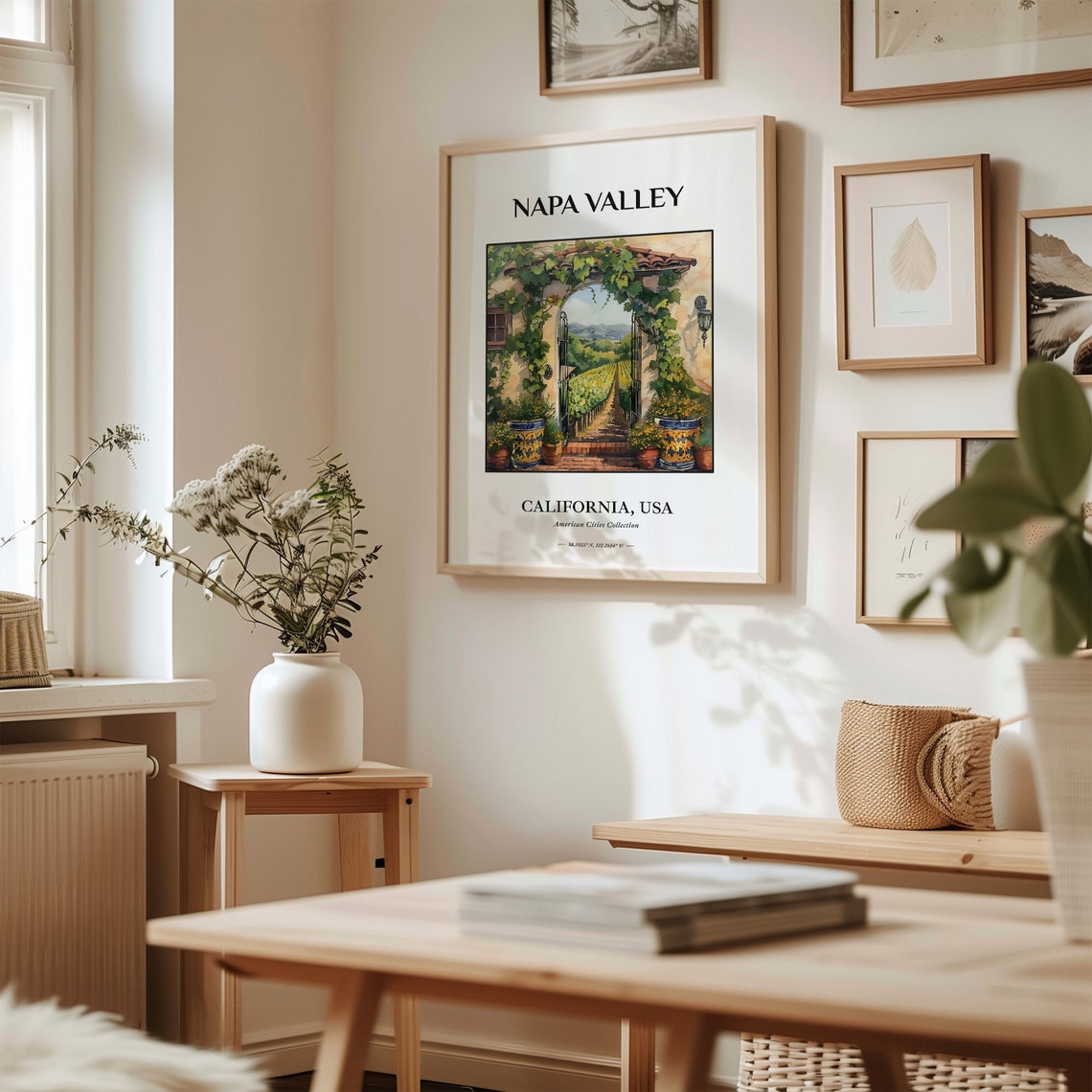 Napa Valley California Wine Vineyard Gate Arch Vines Art Poster - Image 2