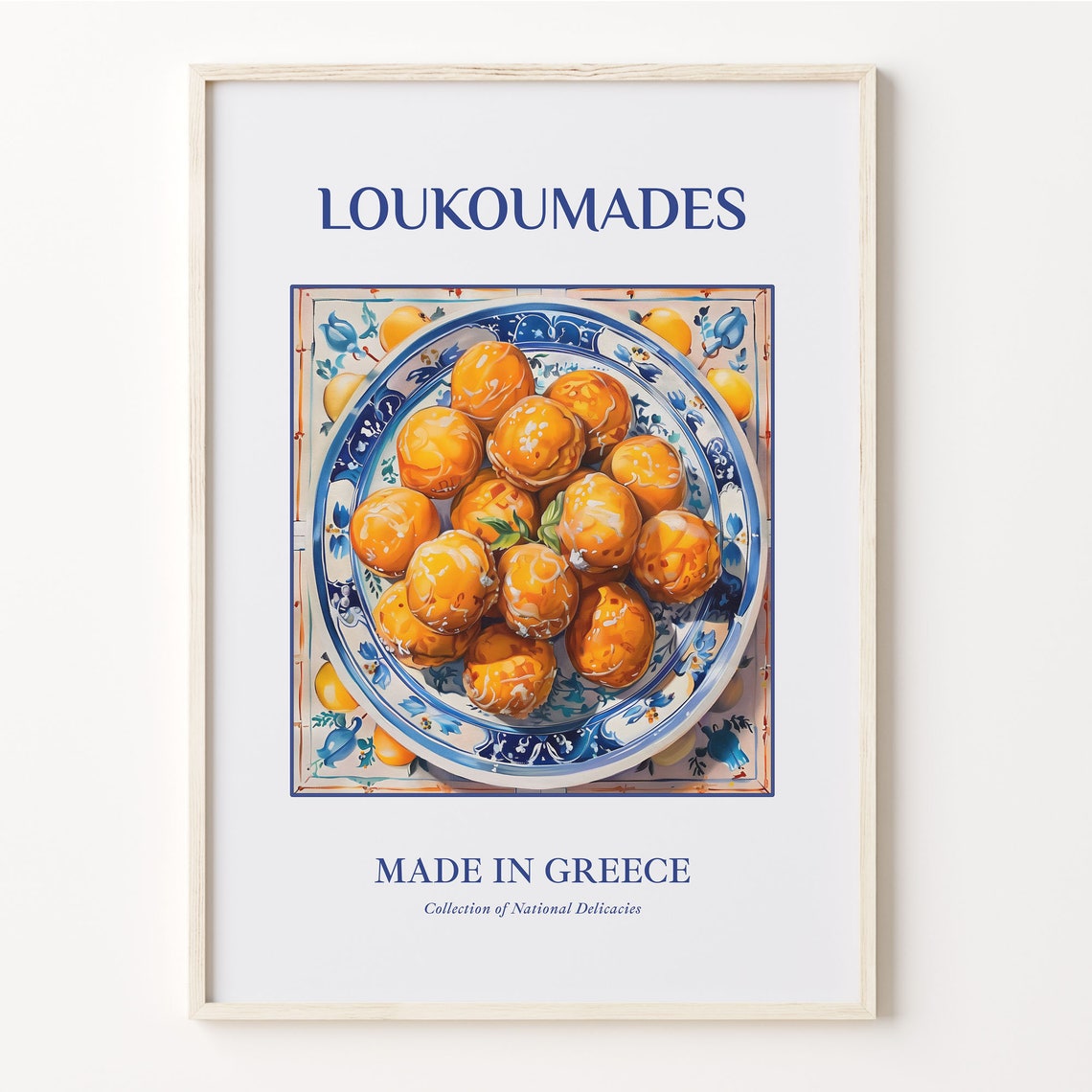 Loukoumades Greek Honey Puffs Ceramic Plate Tile Art Kitchen Poster