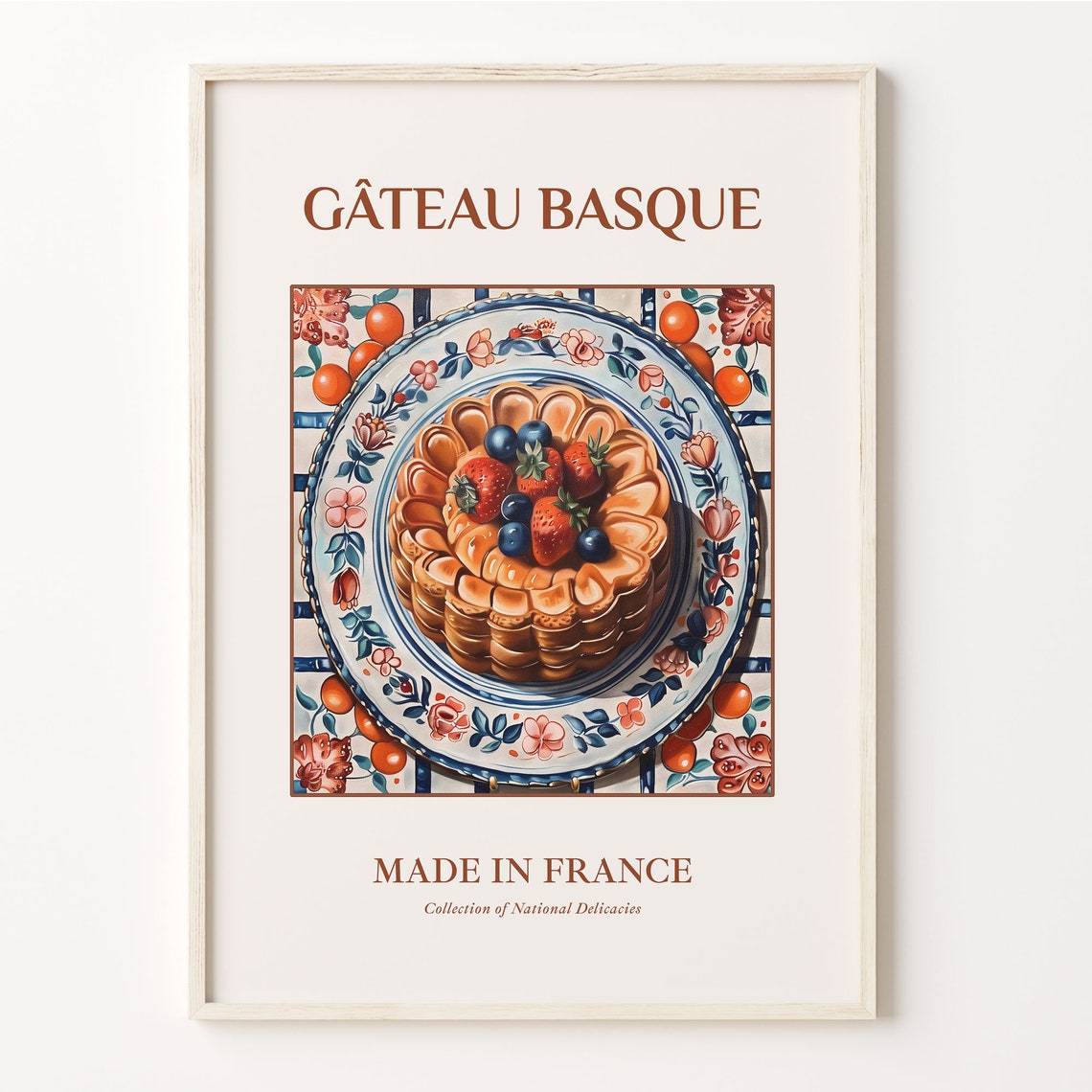 Gateau Basque French Berry Cake Maiolica Tile Kitchen Art Poster