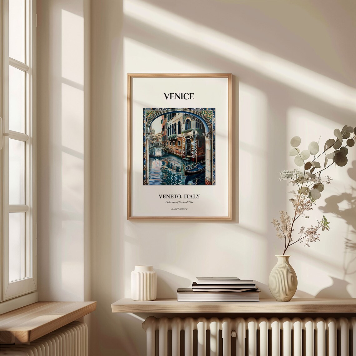 Venice Veneto Italy Gondola Canal Hand Painted Tile Art Poster - Image 3