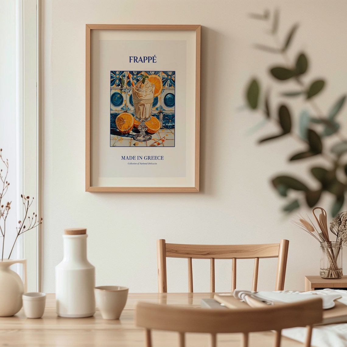 Frappé Greek Iced Coffee Orange Slice Tile Art Kitchen Decor Poster - Image 3