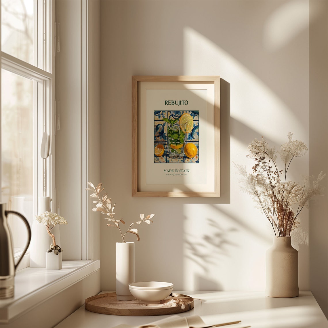 Rebujito Spanish Lemon Mint Sherry Cocktail Tile Art Kitchen Poster - Image 2